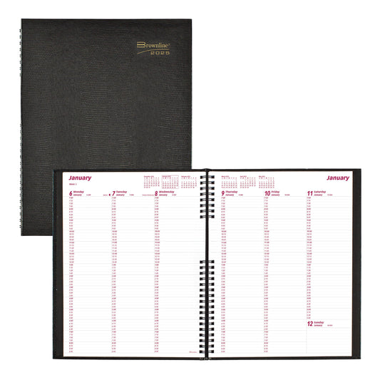 Brownline® 2025 CoilPro™ Weekly Planner, Appointment Book, 12 Months, January to December, Twin-Wire Binding, 11" x 8.5", Black (CB950C.BLK-25)