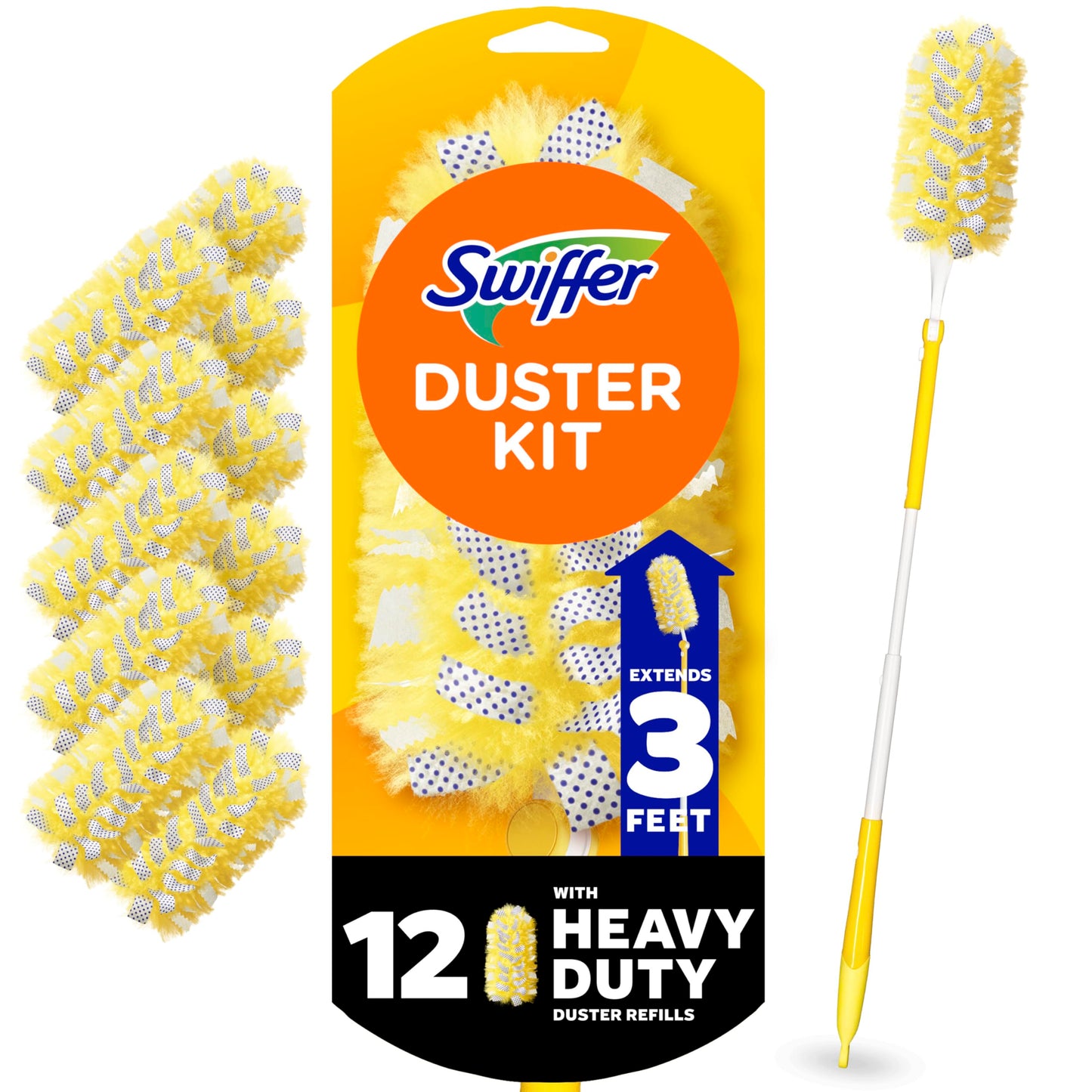 Swiffer Heavy Duty Duster Kit 3ft Handle 12 Refills