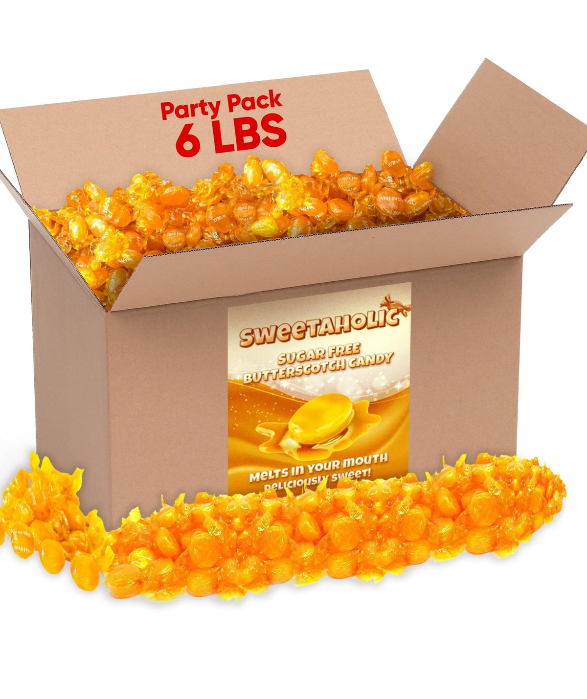 Sugar-Free Butterscotch Discs – Bulk 6 lb Bag, Classic Creamy Butterscotch Hard Candy, Diabetic-Friendly, Low-Sugar Treats for Candy Jars, Parties & Keto Snacks