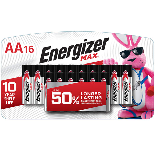 Energizer Max E91BP-16 AA Alkaline Batteries 16 Batteries per Package