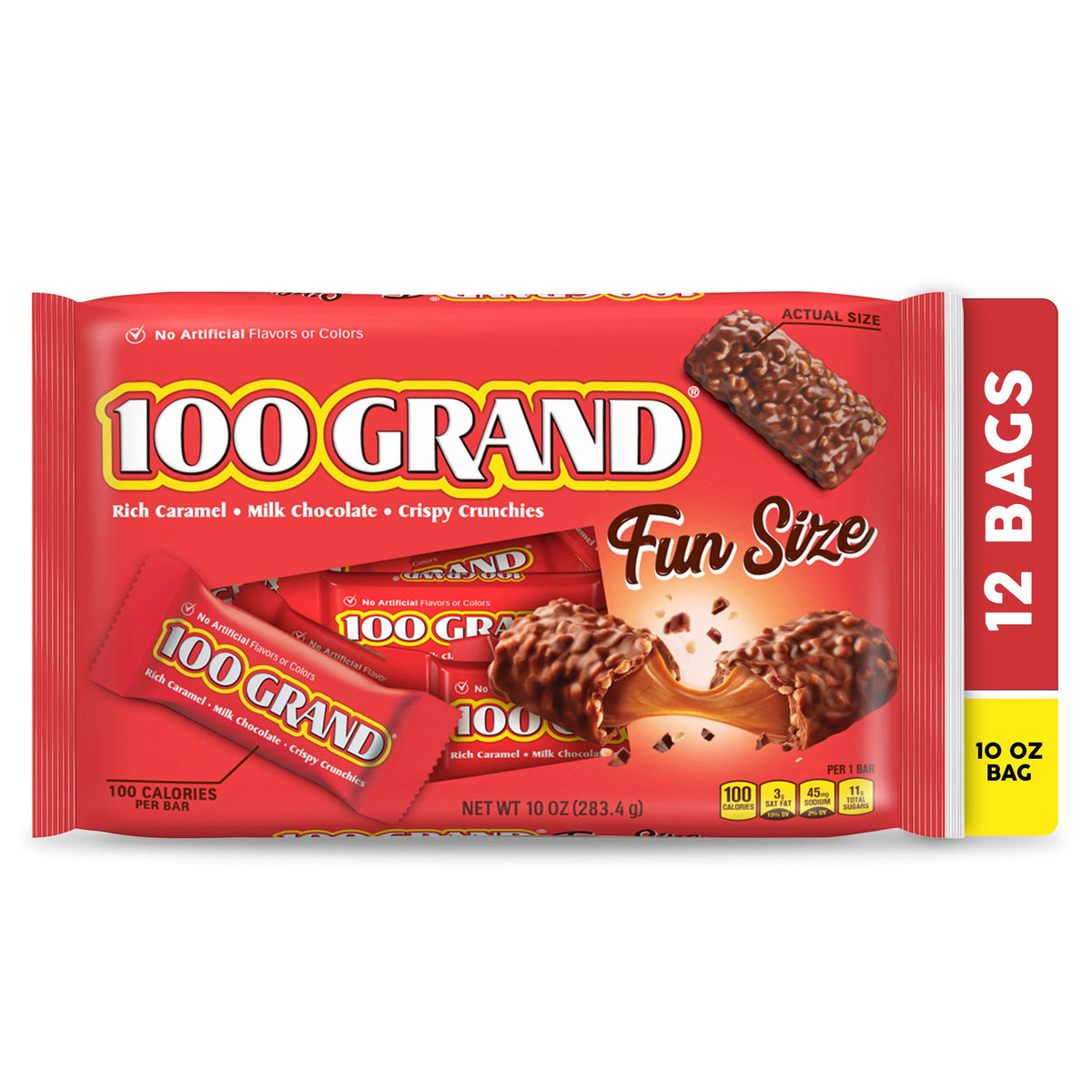 100 Grand Milk Chocolate Candy Bars Fun Size 12 Bags