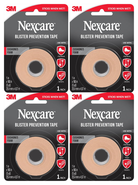 3M Nexcare Blister Prevention Tape 1in x 5yds 4-Pack