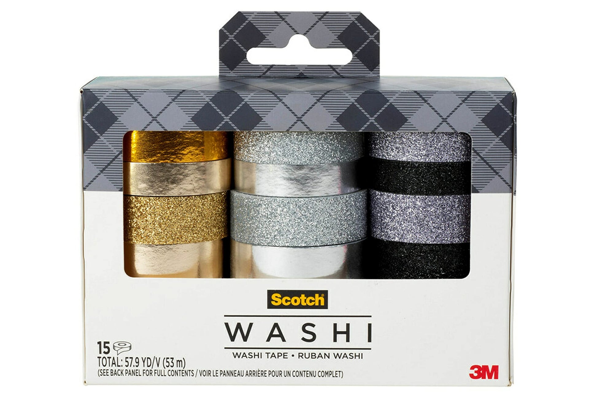 3M Scotch Washi Tape Glitter Metallic 15 Rolls C1017-15-P6