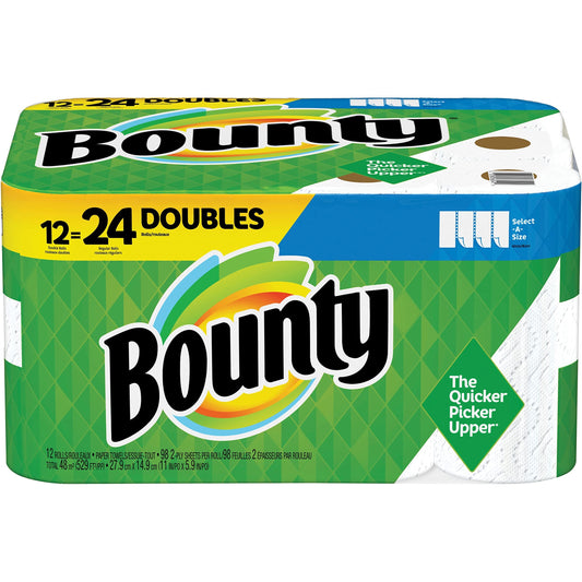 Bounty White Full Sheet Paper Towels, 12 Double Rolls