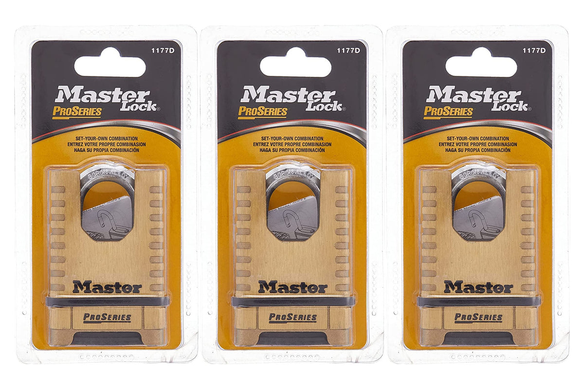 Master Lock 1177D ProSeries Brass Padlock 2-1/4in 3-Pack