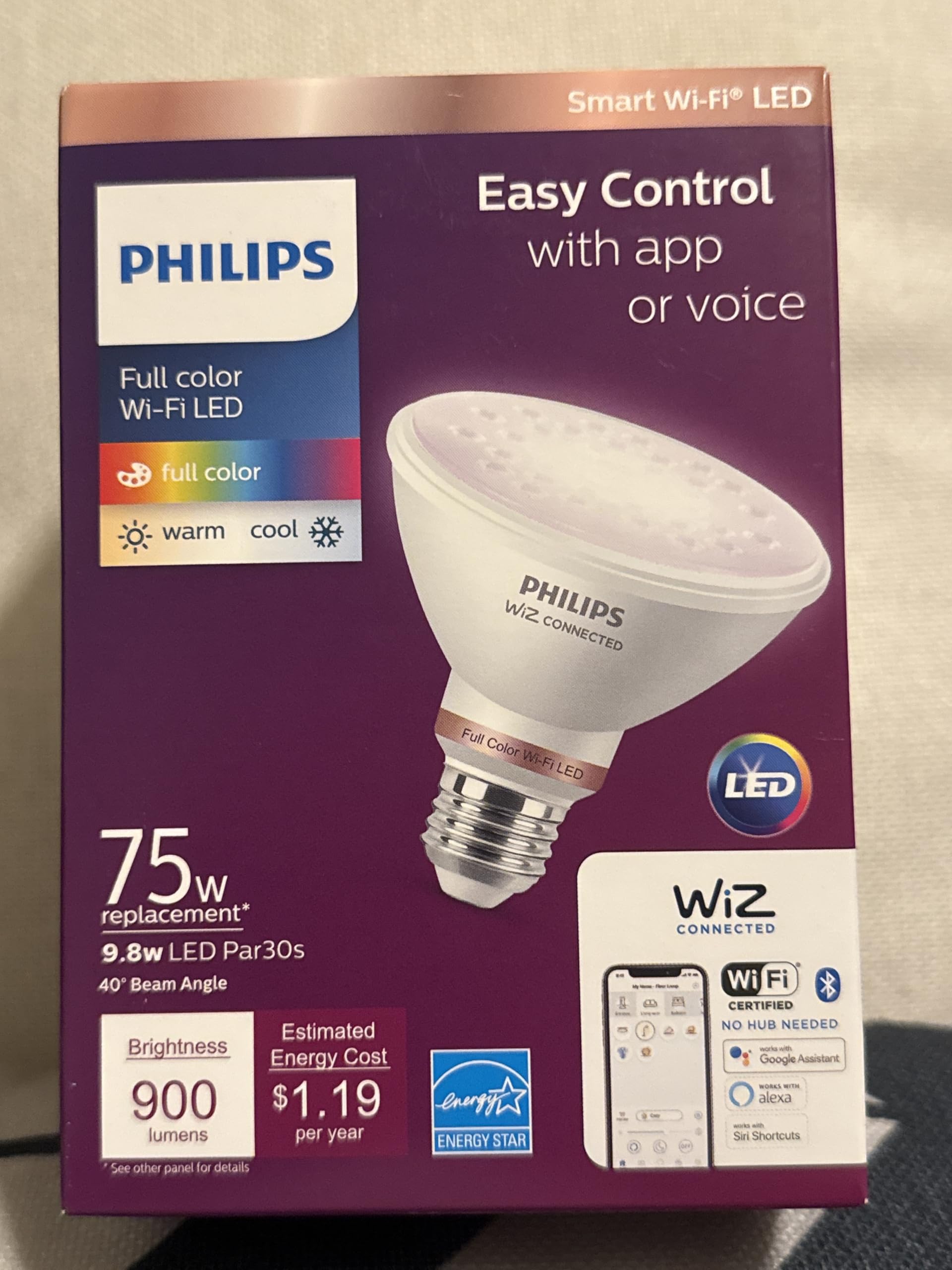 Philips PAR30S Smart Color LED Bulb 75W Eq 1-Pack 567149