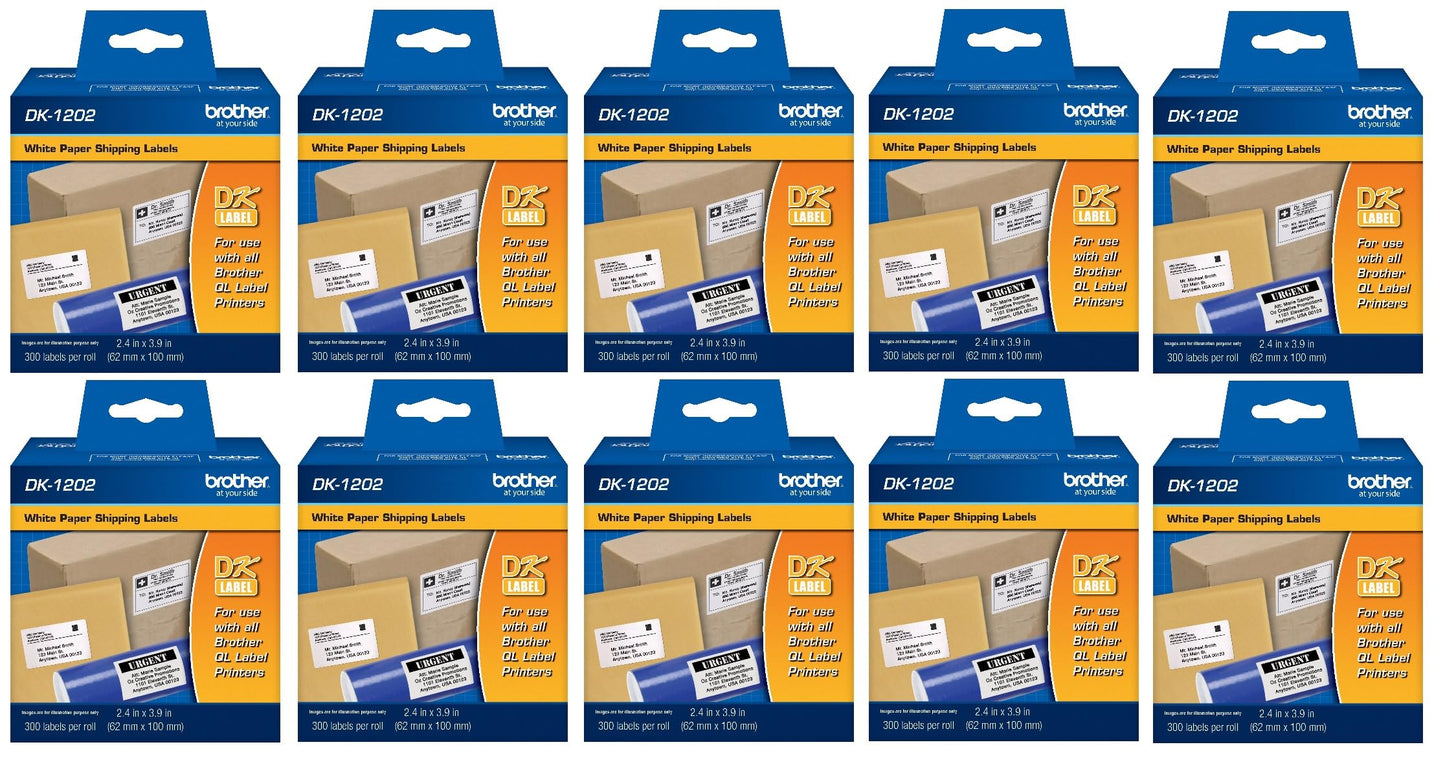 Brother DK-1202 Shipping Labels 2.4" x 3.9" 10-Pack