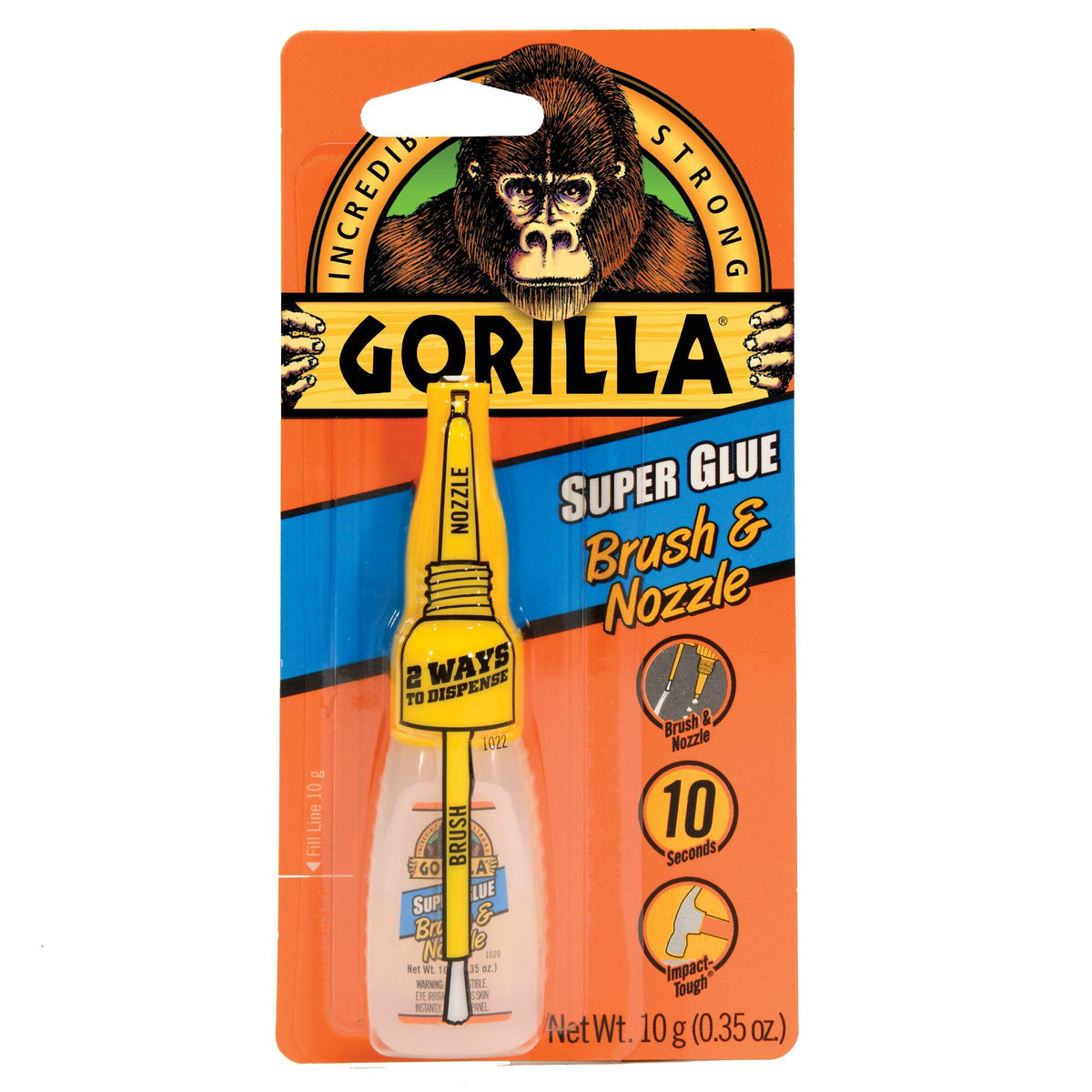 Gorilla Super Glue 10g Brush & Nozzle, 24 Pack