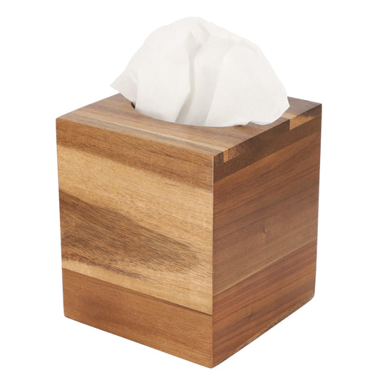 Elama Acacia Wood Tissue Box Holder 5.5 Inch