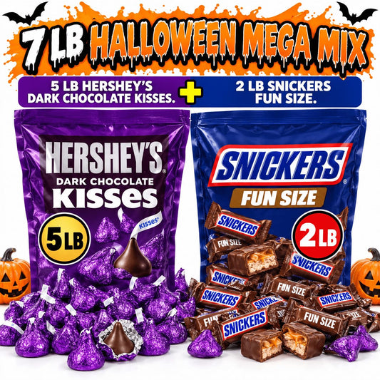 MM Kisses 5lb & Snickers Minis 2lb Bulk Chocolate Duo