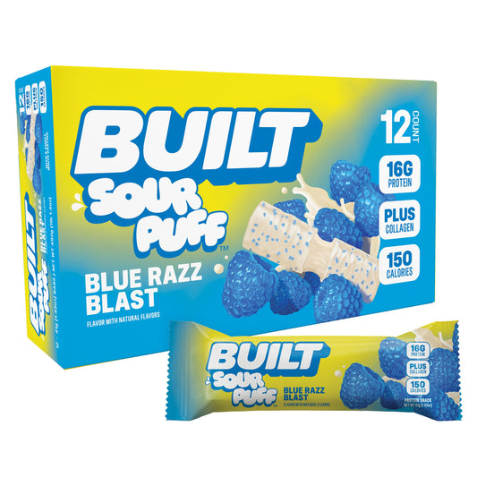 Built Sour Puff Protein Bar Blue Razz Blast 12ct