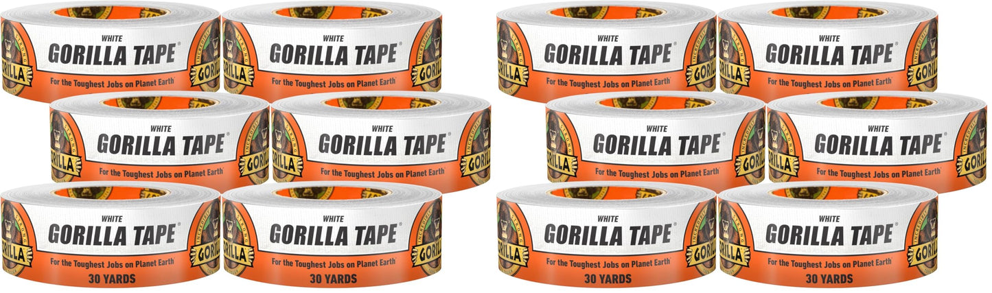 Gorilla White Duct Tape 1.88" x 30 yd Pack of 12