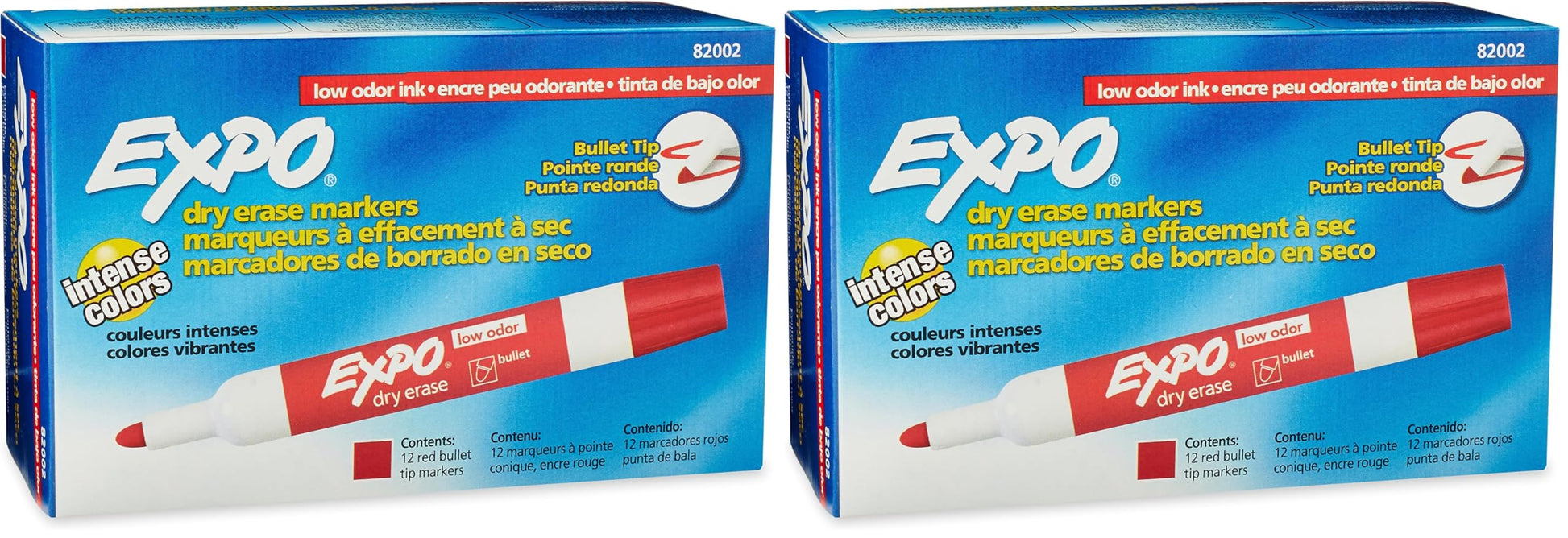 Expo 80001 Low Odor Chisel Point Dry Erase Markers, Low Odor Alcohol-Based Ink, Designed for Whiteboards, Glass and Most Non-Porous Surfaces, Black, 12 Units per Box, Pack of 1 Box
