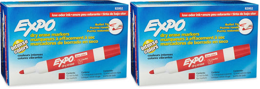 Expo 80001 Low Odor Chisel Point Dry Erase Markers, Low Odor Alcohol-Based Ink, Designed for Whiteboards, Glass and Most Non-Porous Surfaces, Black, 12 Units per Box, Pack of 1 Box
