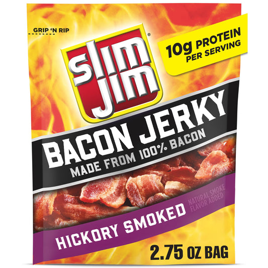 Slim Jim Hickory Smoked Bacon Jerky 2.75 oz 8ct