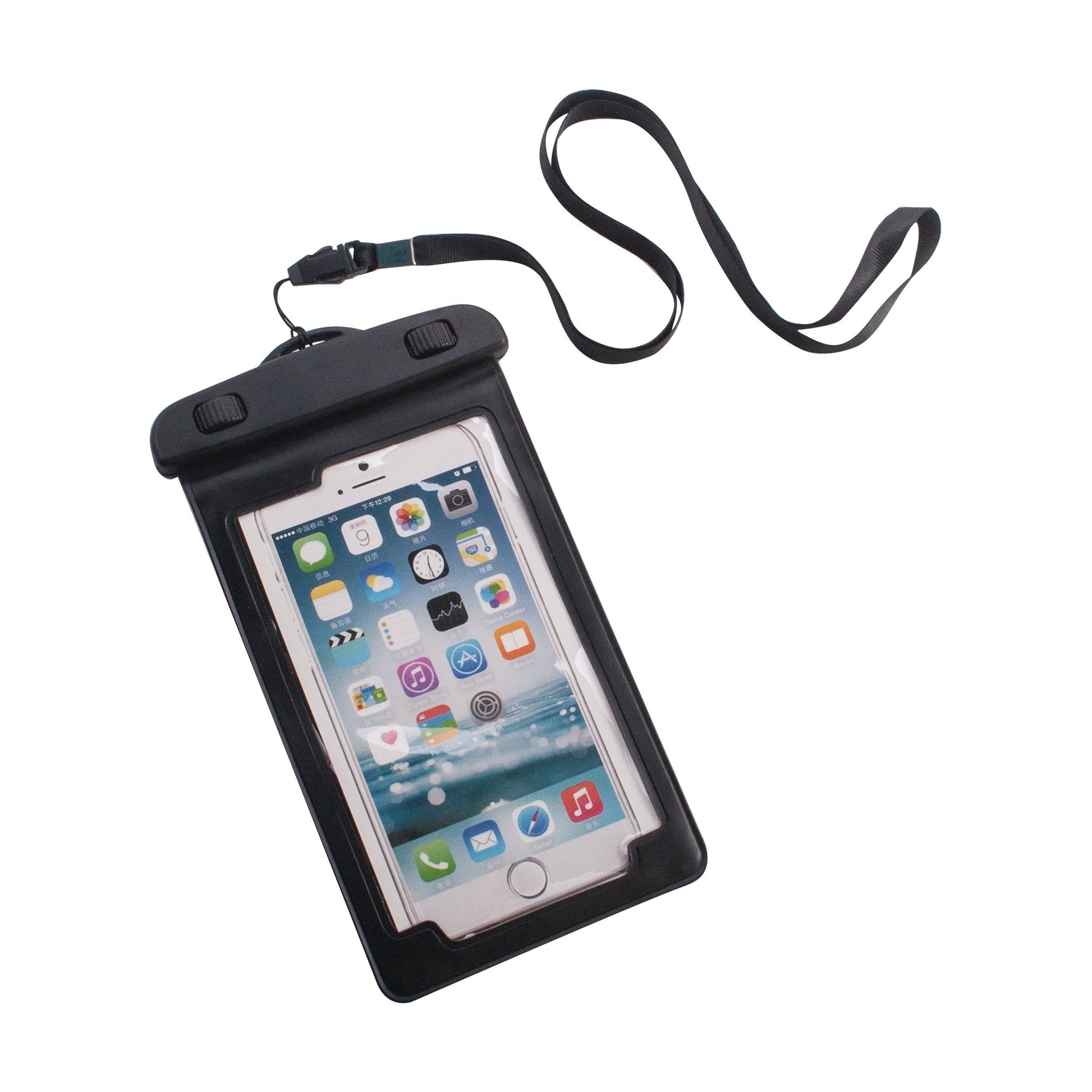 ADVANTUS Waterproof Pouch for Phones, Includes Armband/Lanyard, 3.25" x 5.75", Black, 5/Pack (91137)