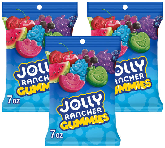 JOLLY RANCHER Gummies Assorted Fruit Flavored Candy Bag, 7 oz (Pack of 3)