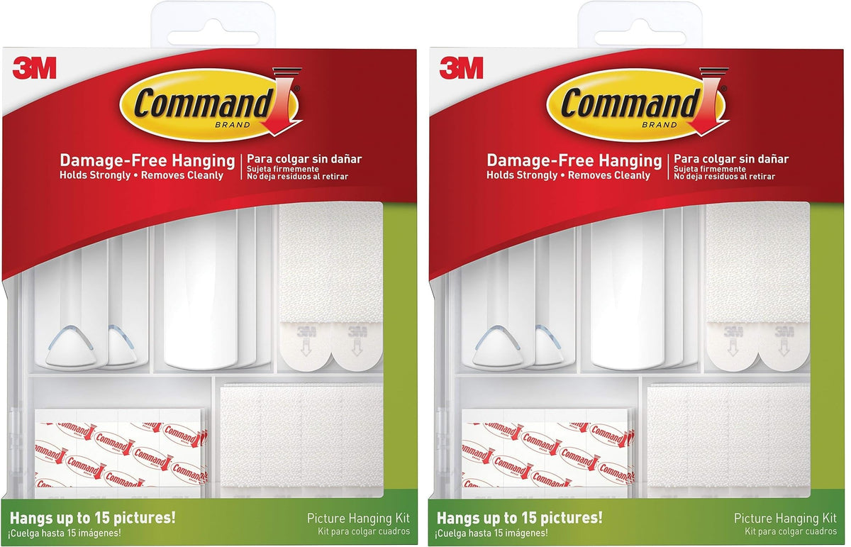 3M Command Picture Hanging Kit, White, 2 Pack