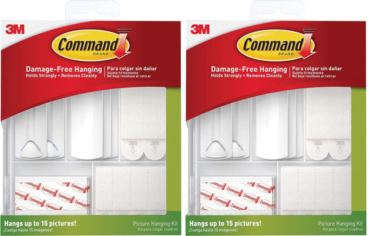 3M Command Picture Hanging Kit, White, 2 Pack