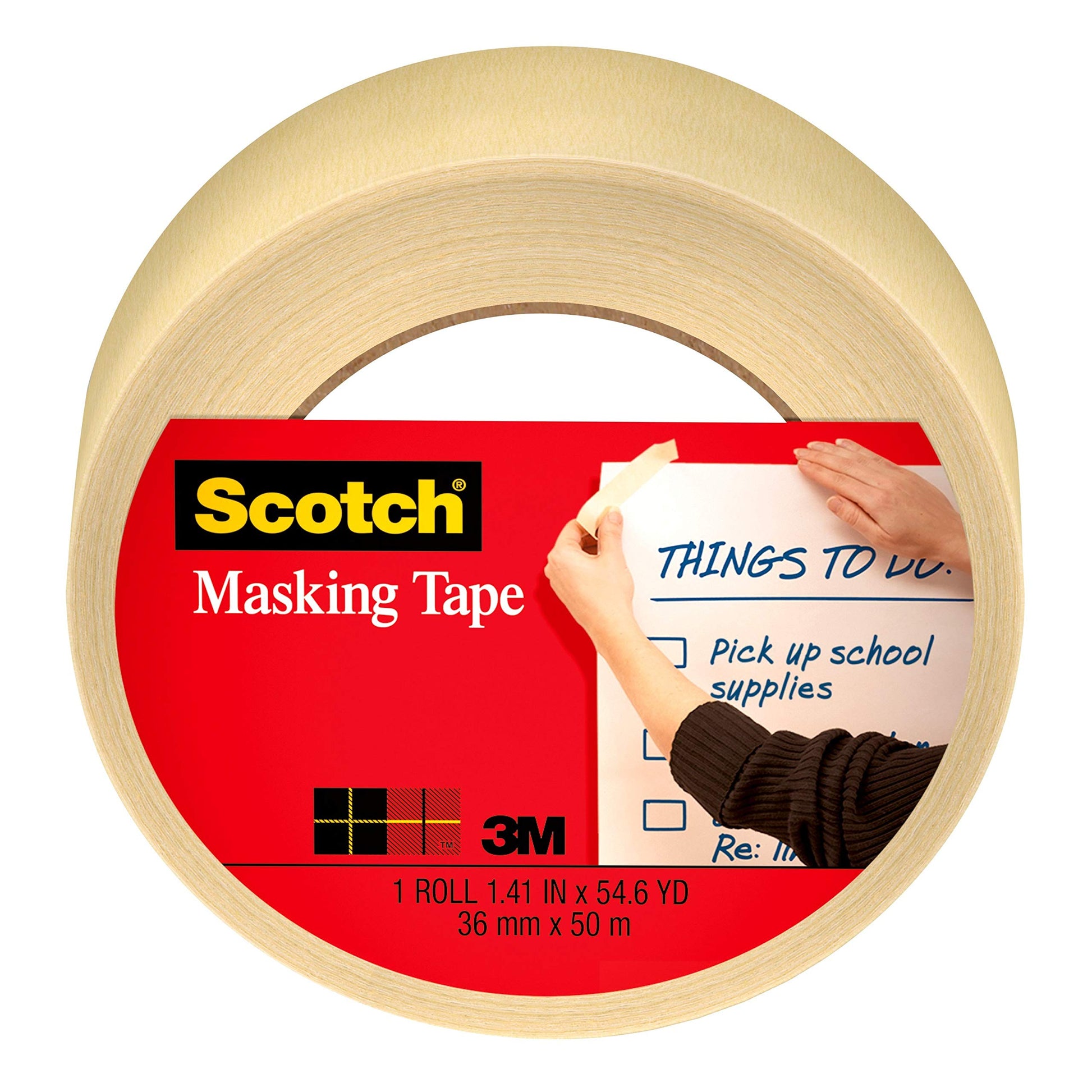 Scotch Home and Office Masking Tape, 1-1/2-Inch by 55 Yards, Tan (3438)