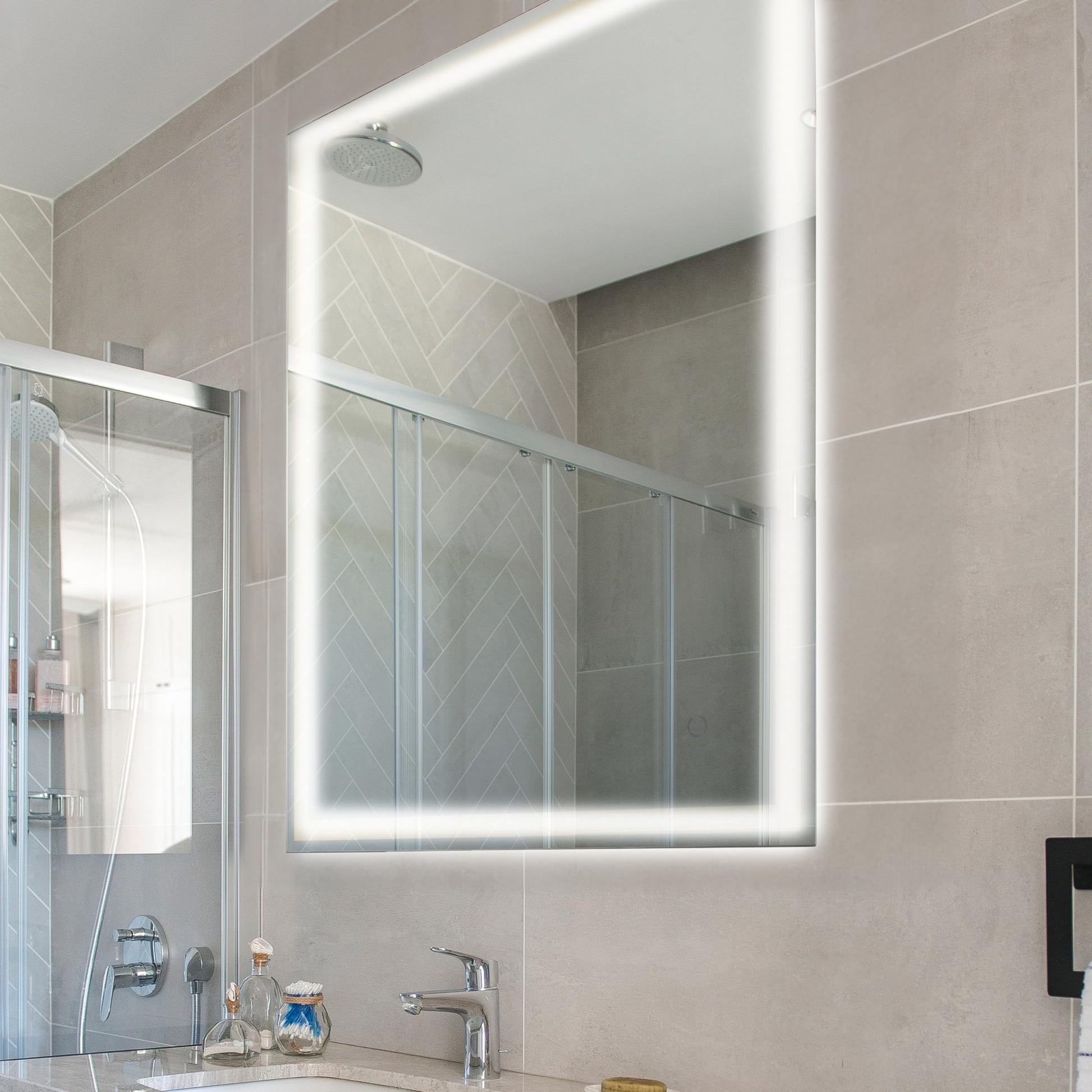 JONATHAN Y Pax 32x36 in. LED Bathroom Mirror