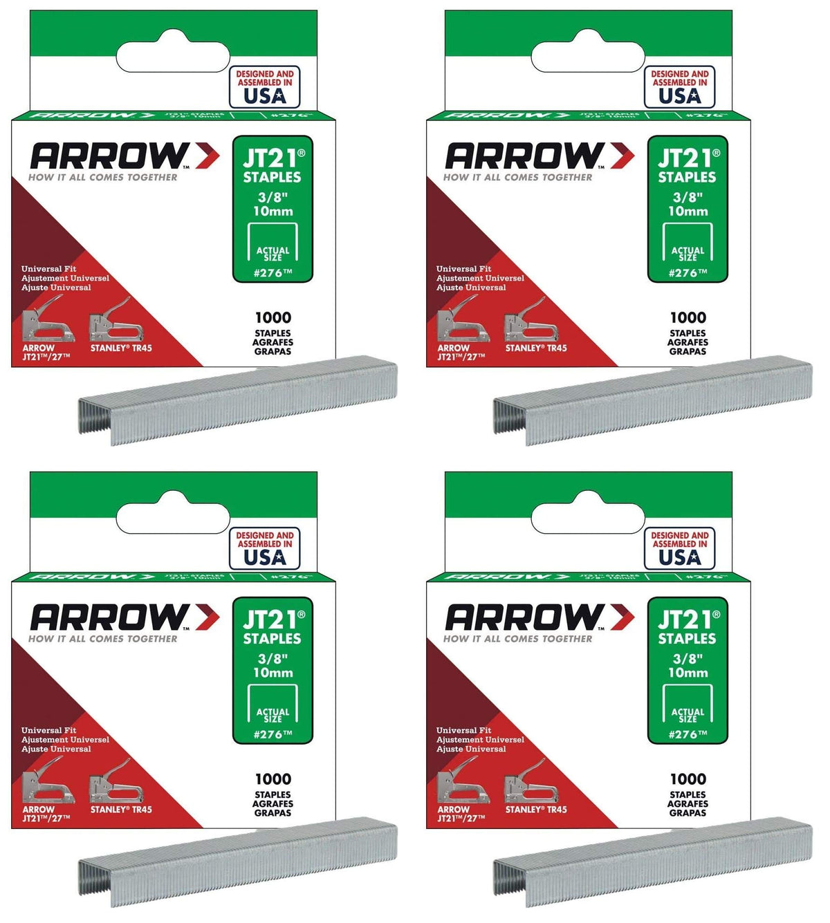 Arrow JT21/T27 3/8-Inch Staples 1,000-Pack