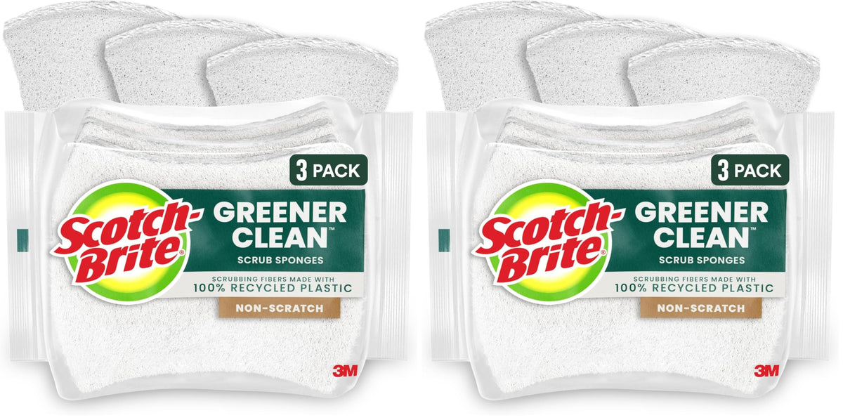 Scotch-Brite Greener Clean Non-Scratch Scrub Sponge, 3-Pack (2 Sets)