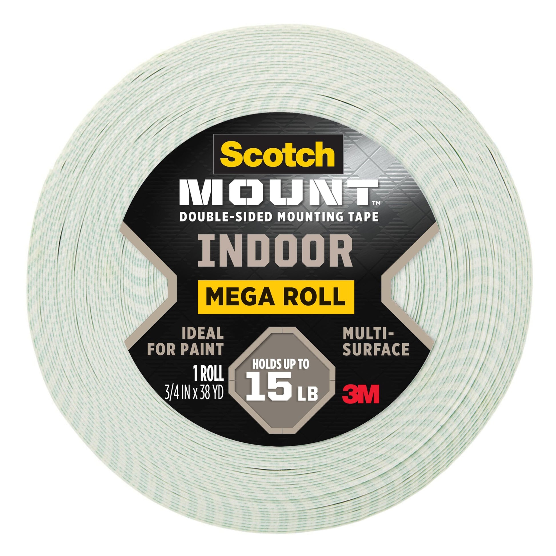 Scotch-Mount Double-Sided Tape Mega Roll, 3/4 in x 114 ft, Indoor Mounting White Tape, Features 3M Industrial Strength Adhesive, No Mess or Tools (110H-MR)