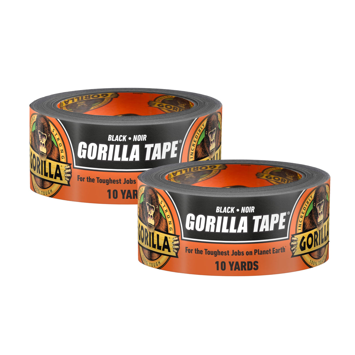 Gorilla Tape Black 1.88 in x 10 yd Pack of 2