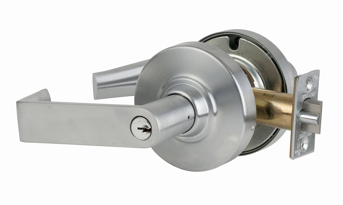 Schlage ND70PD RHO 626 13-047 10-025 C123 Cylindrical Lock, Classroom Function, C123 Keyway, Rhodes Design, Satin Chrome Finish