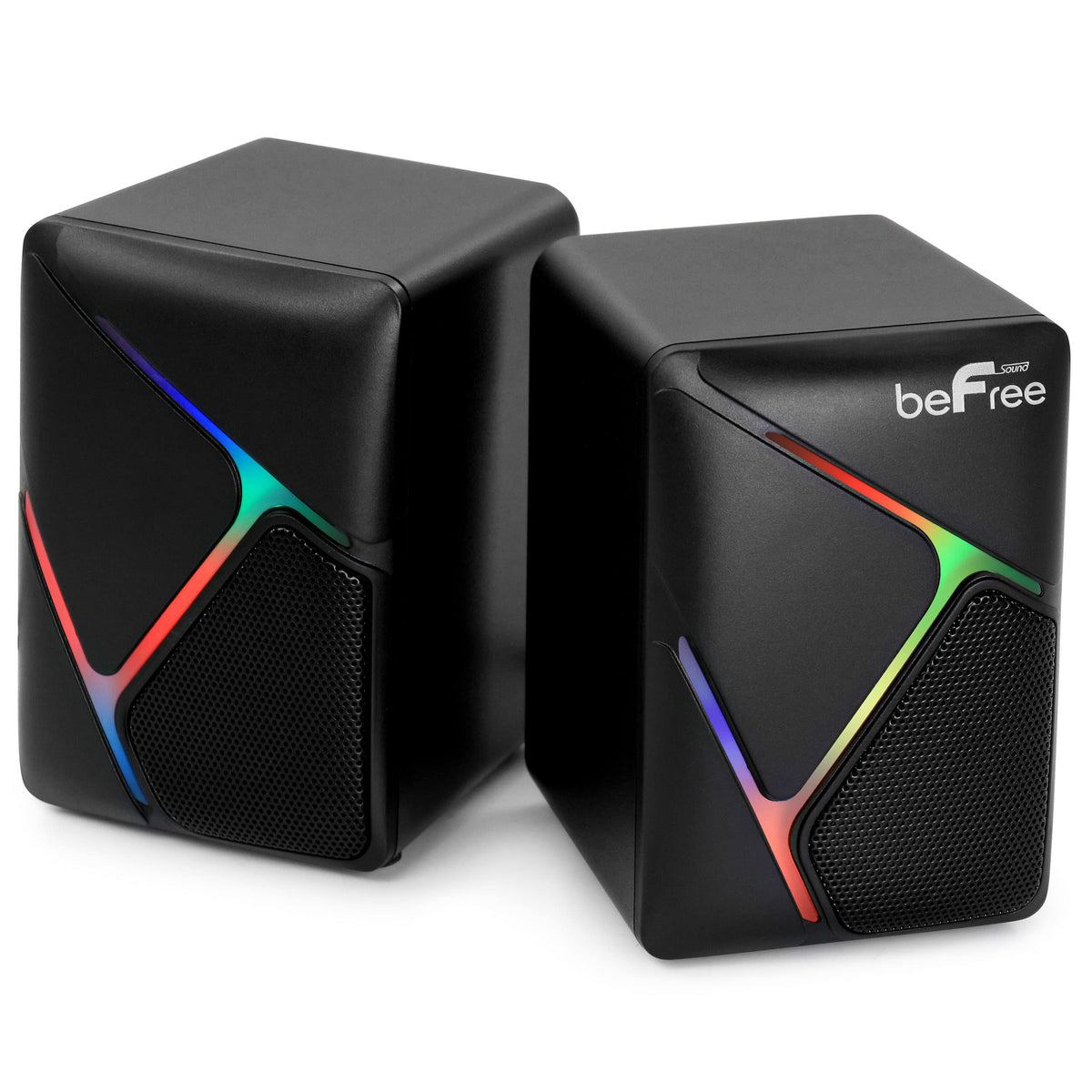 beFree Sound Dual Compact LED Gaming Speakers Black