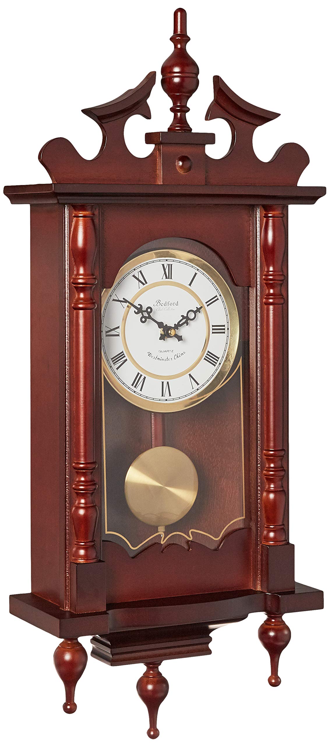 Bedford Classic 31" Chiming Wall Clock, Cherry Oak