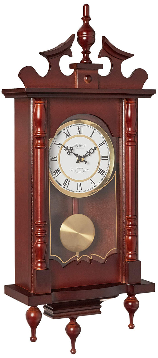 Bedford Classic 31" Chiming Wall Clock, Cherry Oak