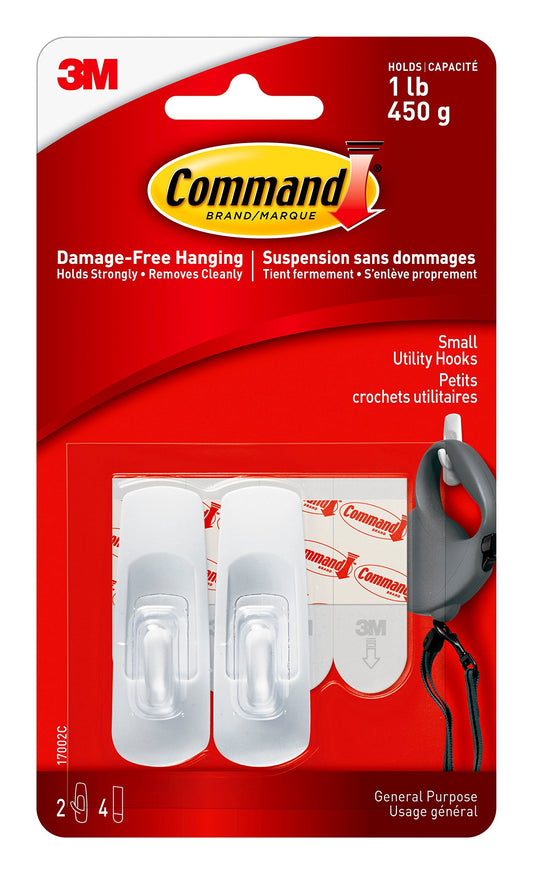 3m Small Hooks Holds 1 Lb 2 Hooks And 4 Adhesive