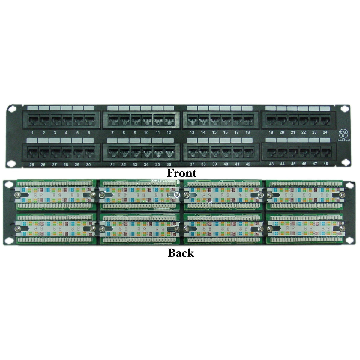 CableWholesale 48 Port Cat6 Patch Panel 2U Rackmount