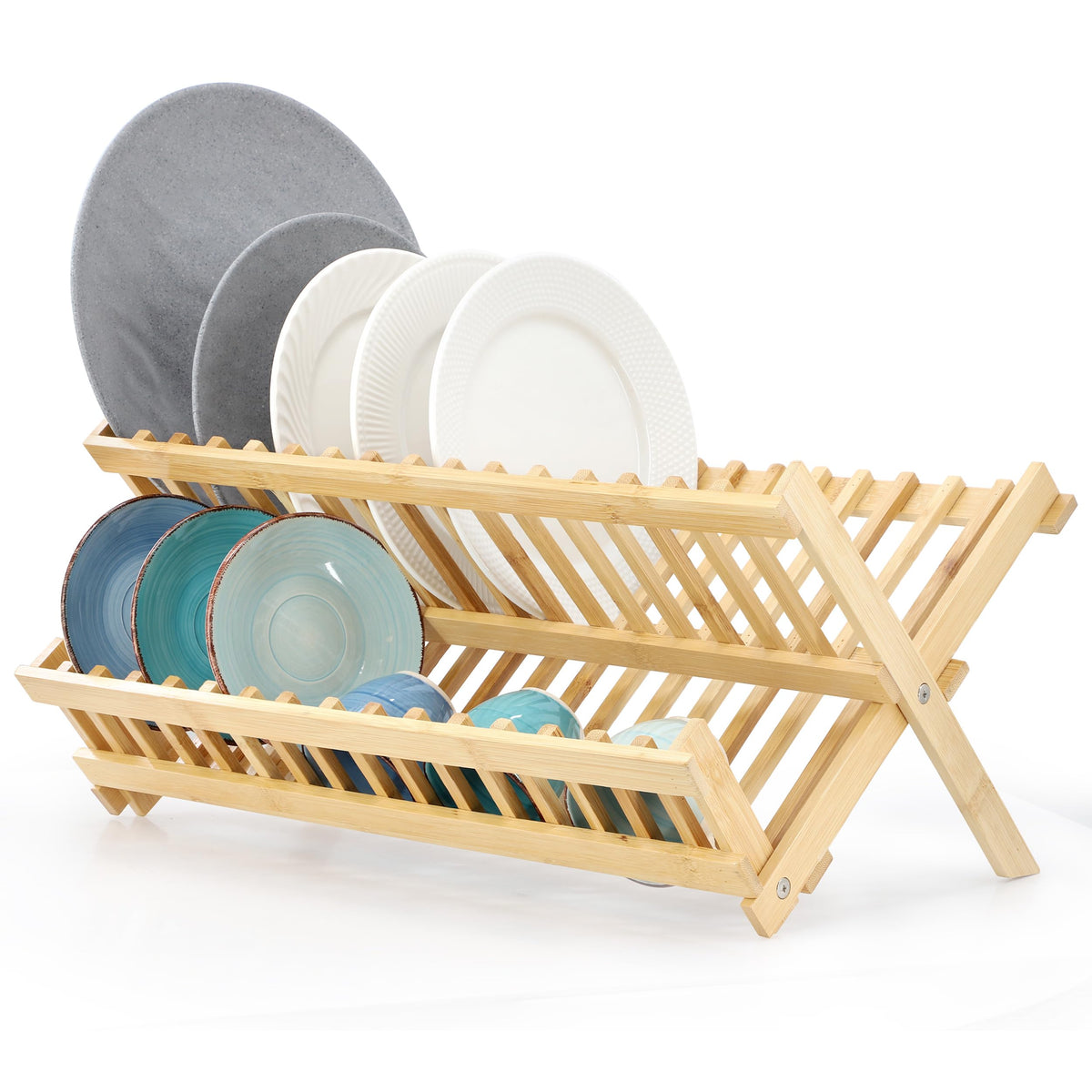 Elama 2-Tier Collapsible Bamboo Dish Rack