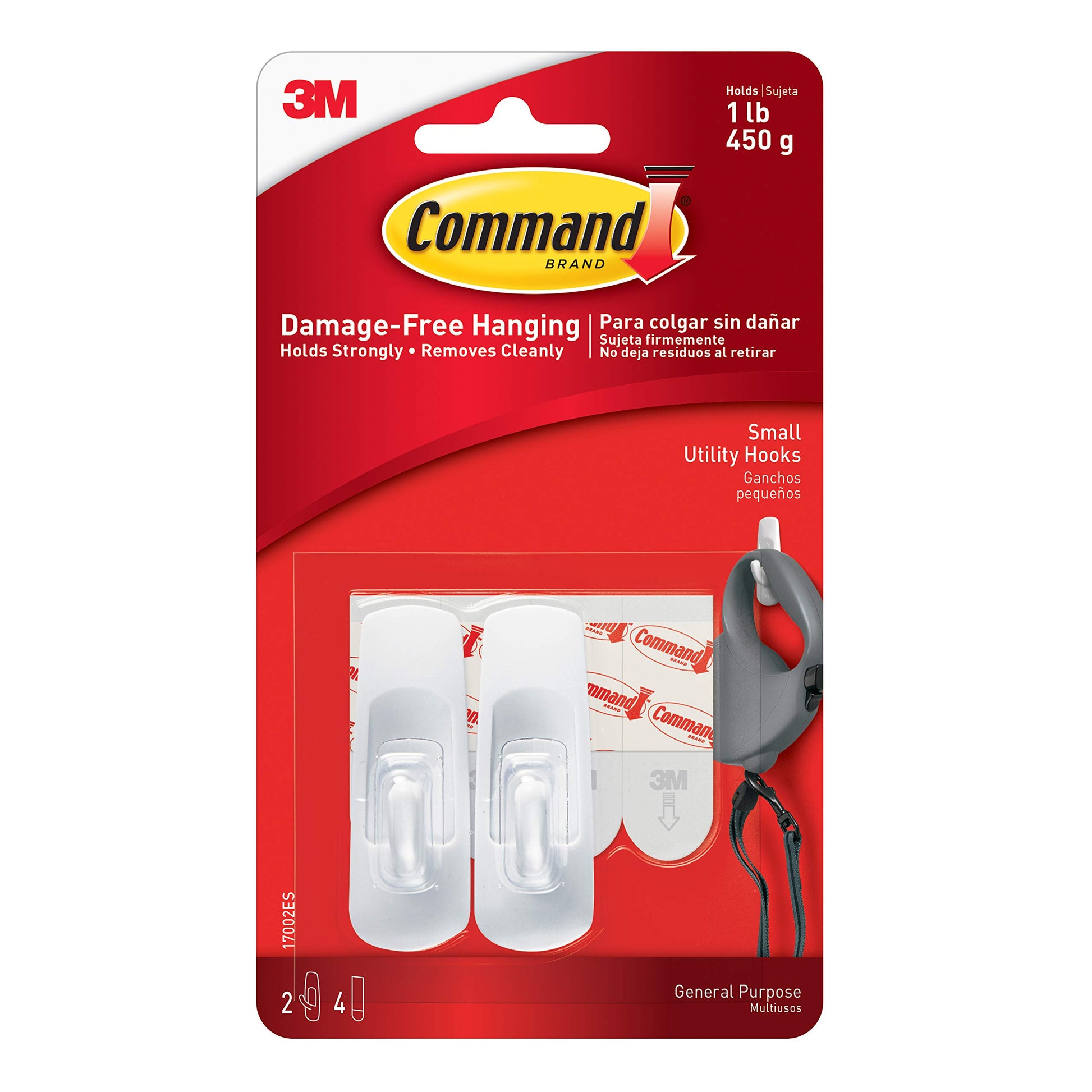 3m Small Hooks Holds 1 Lb 2 Hooks And 4 Adhesive