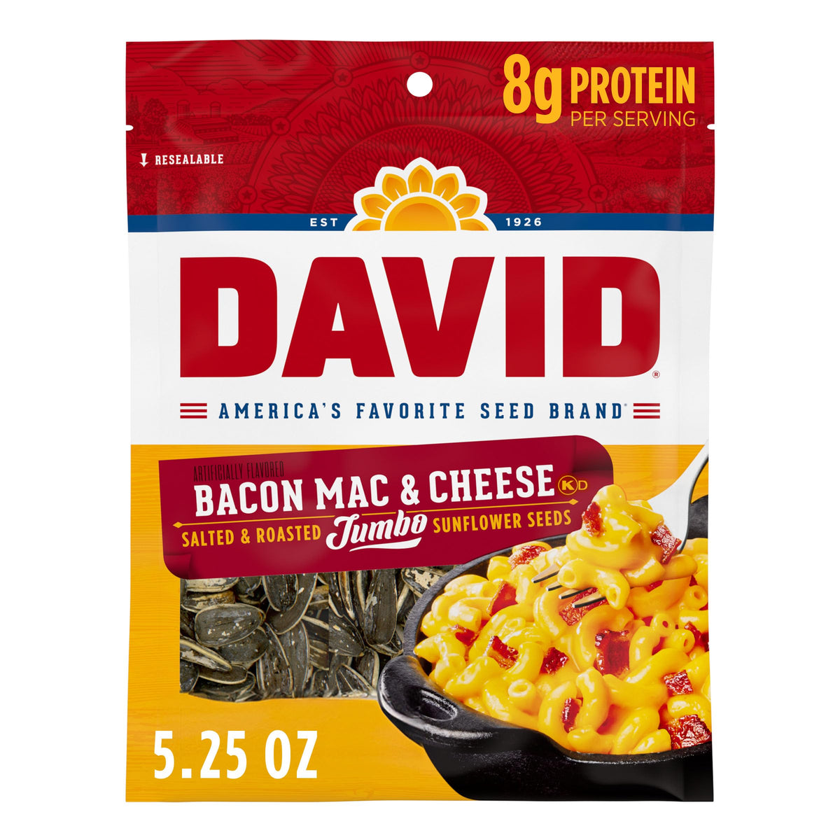 DAVID Bacon Mac & Cheese Jumbo Sunflower Seeds 5.25 oz