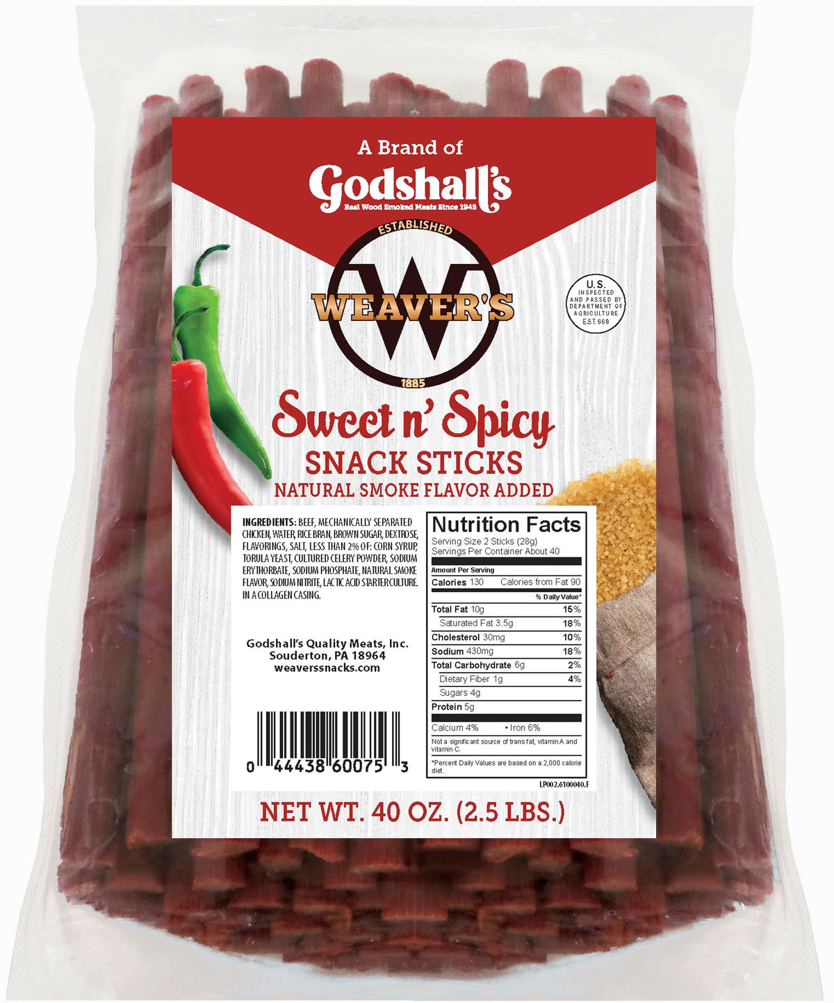 Weaver's Sweet n' Spicy Beef & Chicken Sticks 40 oz