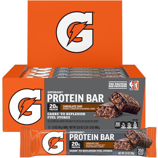 Gatorade Whey Protein Recover Bars Chocolate Chip 2.8oz 12ct