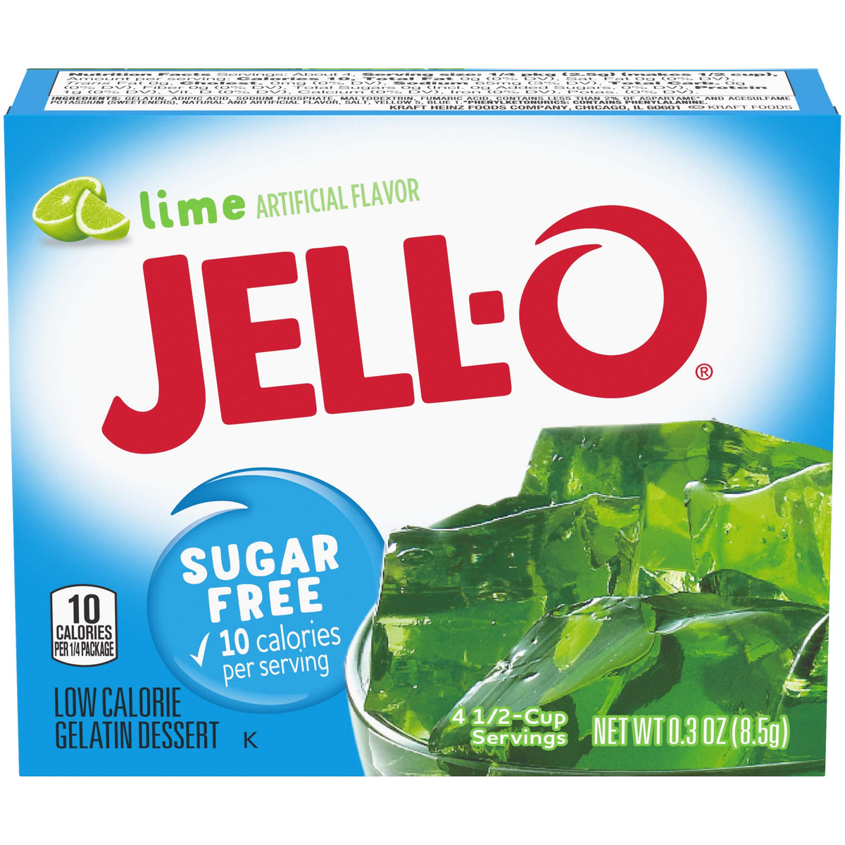 Jell-O Lime Sugar-Free Gelatin Mix 0.3 oz Box