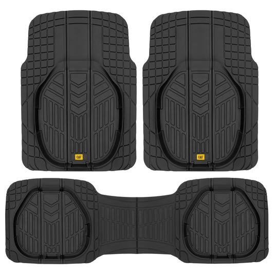 CAT Heavy Duty Rubber Car Floor Mats, Black