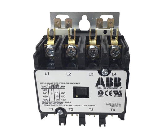 ABB DP30C4P-1 4 Pole 30A 120VAC Contactor