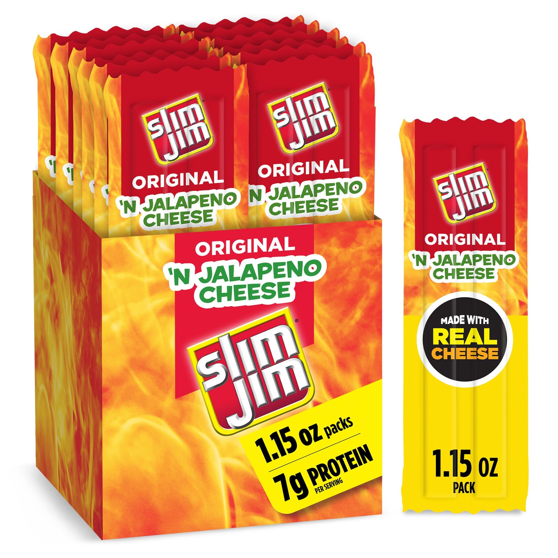 Slim Jim Beef 'N Jalapeno Cheese Sticks 1.15 oz (14 Pack)