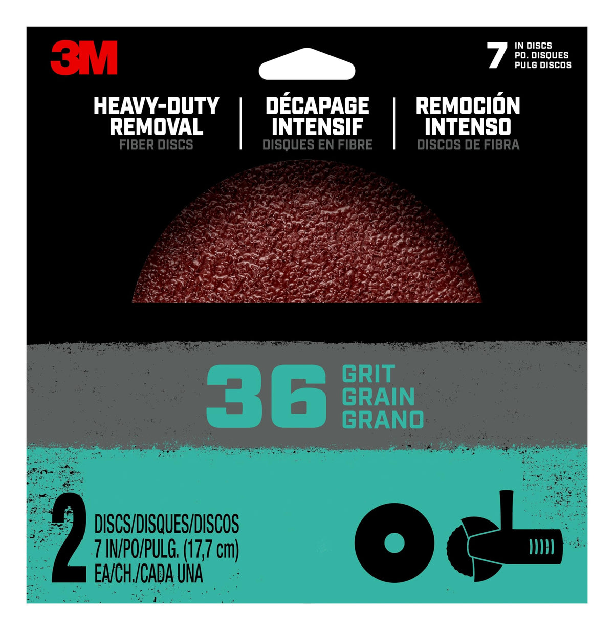 3M Surface Restoration & Repair Fiber Disc 7" 60 Grit 2-Pack
