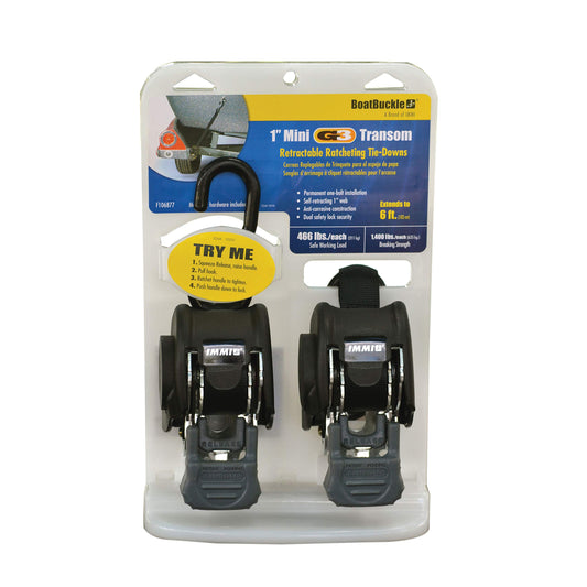 BoatBuckle Mini G3 Retractable Transom Tie-Down 1 x 72 Inch