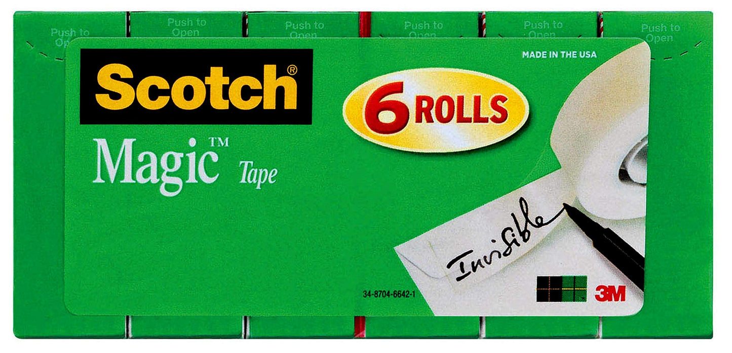 3M Scotch Tape Mending Tape, 0.7 inches (19 mm) x 100.4 ft (25.4 m), Small Rolls, 6 Rolls, 810K6