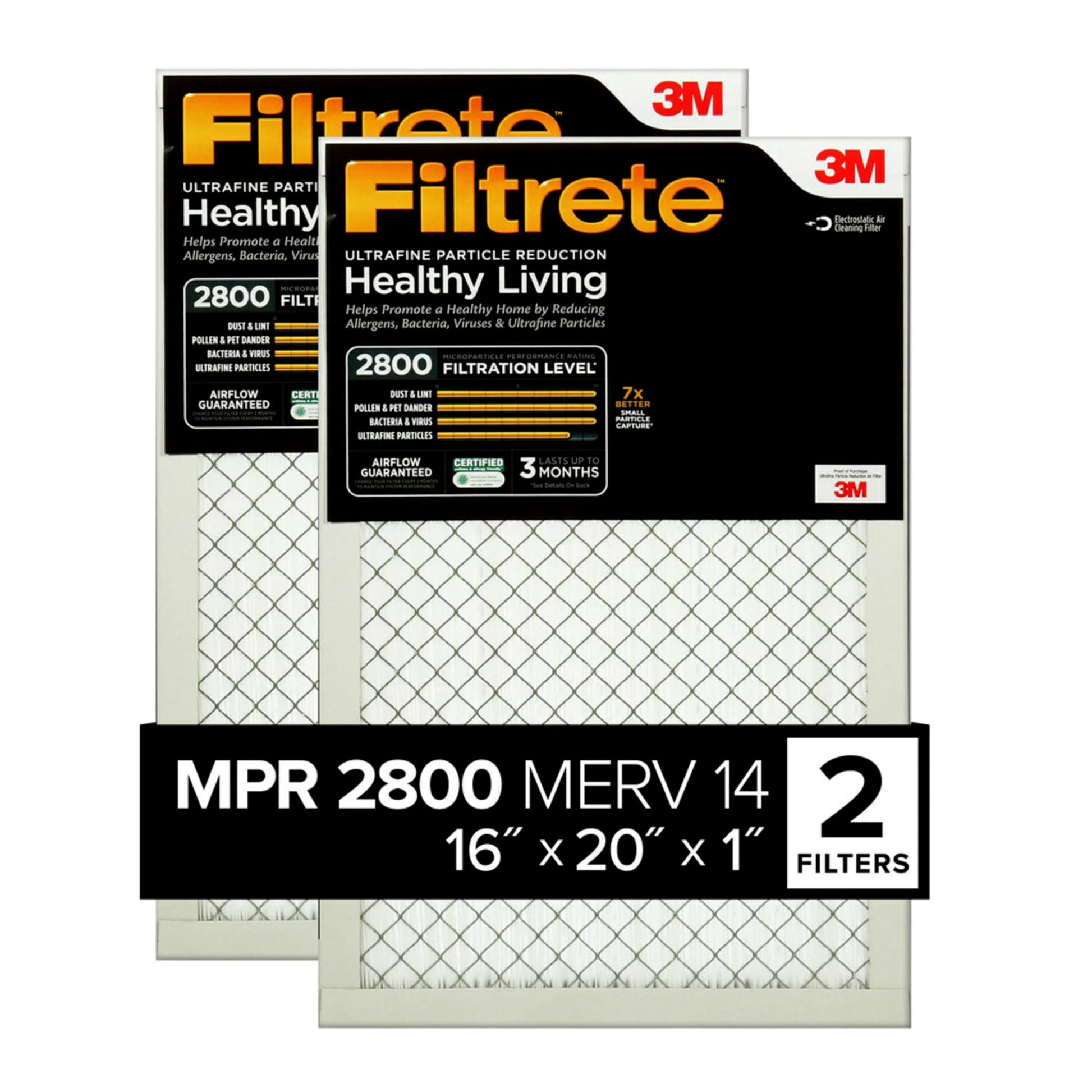 3M Filtrete 16x20x1 Air Filter MPR 2800 2-Pack