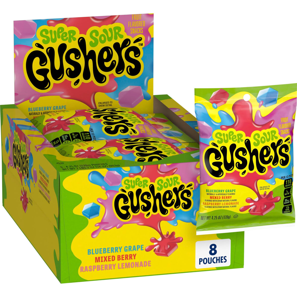 Gushers Super Sour Berry Fruit Snacks 4.25oz 8ct
