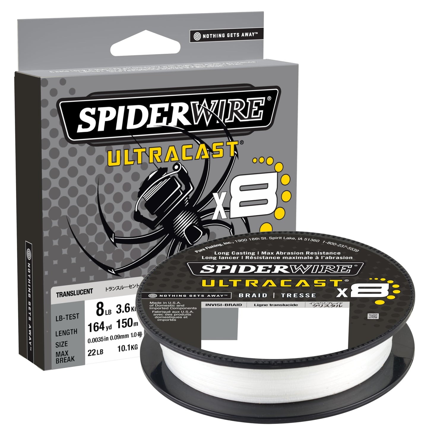 SpiderWire Superline Ultracast Braid, Invisibraid-Translucent, 65lb | 29.4kg, 164yd | 150m Fishing Line